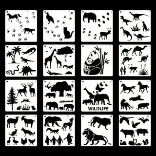 Animal Stencils Template Plastic Forest Animals Drawing Painting Stencils  Bear Deer Wolf Pine Pattern Reusable Stencils for Painting on Wood Floor