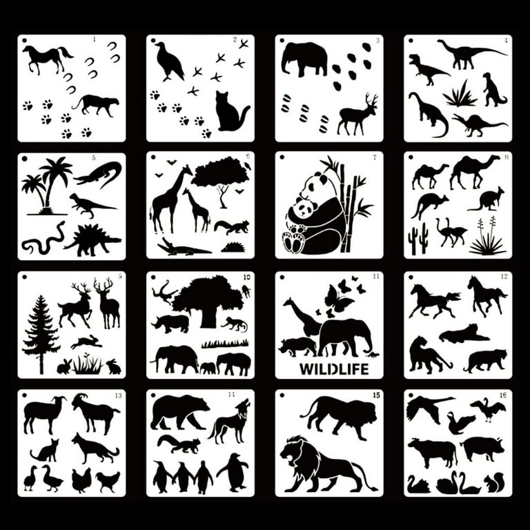 16PCS SMALL STENCILS Painting Stencil Christmas Hollow Templates