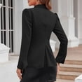 thumbnail image 6 of Women's Elegant Blazers Lapel Neck Ruffle Long Sleeve Business Blouse Button Down Deep V Neck Bell Sleeve Office Suit Jackets, 6 of 6