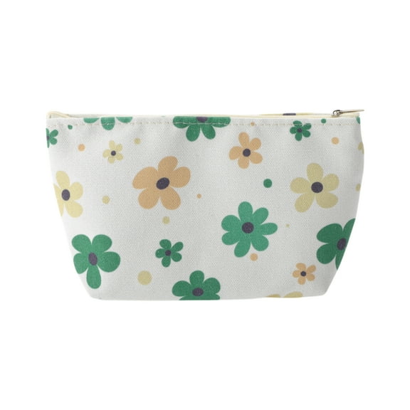 Unique Bargains 1 Pc Durable Print Makeup Bag Beige Green Polyester