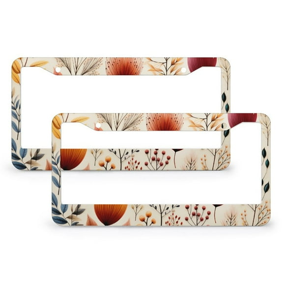 Colorful Autumn Fall Leaves License Plate Frame 2 Pcs Set Autumn Thanksgiving Pumpkin Personalized License Plate Frame for Women Men Quality Aluminum Metal License Plate Frames