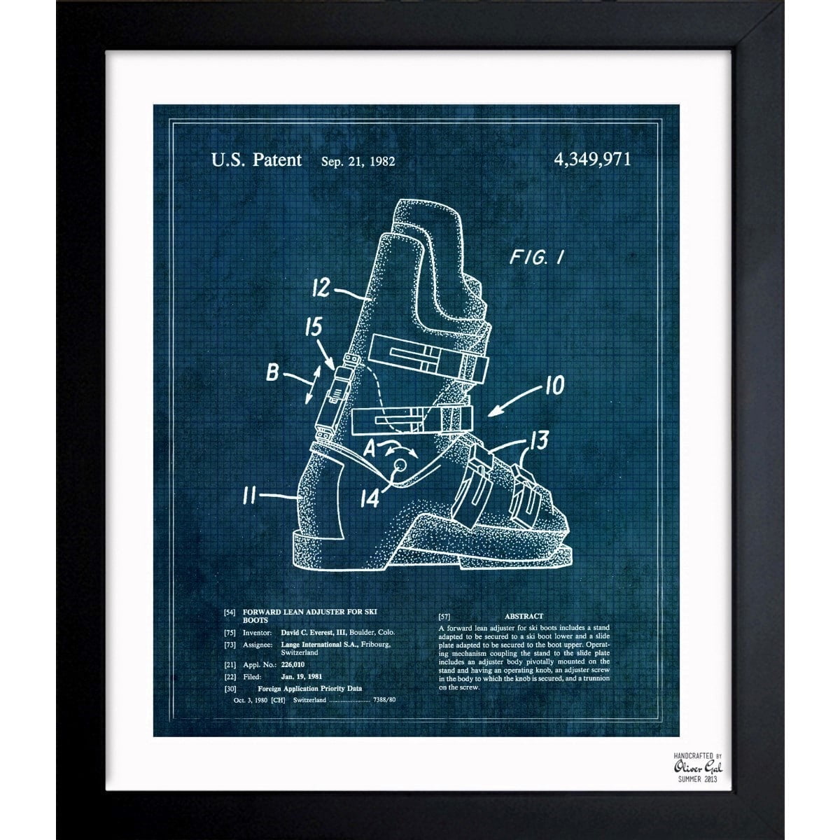 Oliver Gal 'Ski Boots 1982' Framed Blueprint Art by Overstock