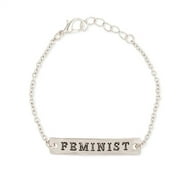 Zad Jewelry Feminist Engraved Bar Bracelet, Silver