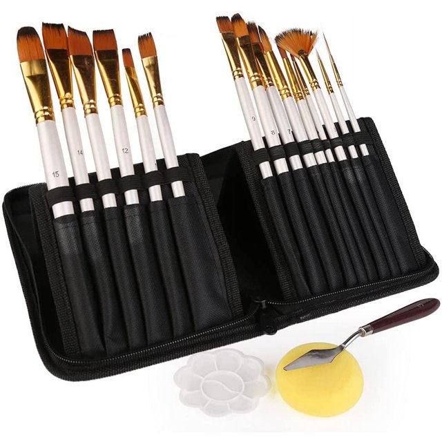 Juego de pinceles para pintar, acrílico de artista, pintura al óleo, acuarela, pincel para pintar gouache, con caja de pinceles y herramienta para mezclar colores, adecuado para principiantes y