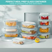 14 Pcs Glass Food Storage Containers, Meal Prep, Airtight Bento Boxes Lunch Box with Leak Proof Locking Lids, Microwave/Oven/Freezer/Dishwasher Safe, BPA Free