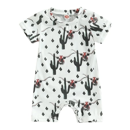 

Musuos Western Baby Boy Girl Romper Cow Print One Piece Bodysuit Jumpsuit