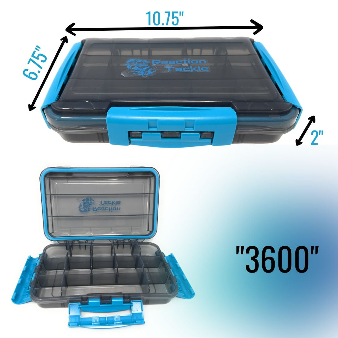 Reaction Tackle Ultimate Water-Resistant Tackle Box Trays with Removable Dividers - Organization and Storage Solution- 4-Pack Kit of 3-Clip Trays - 3600 4-pack