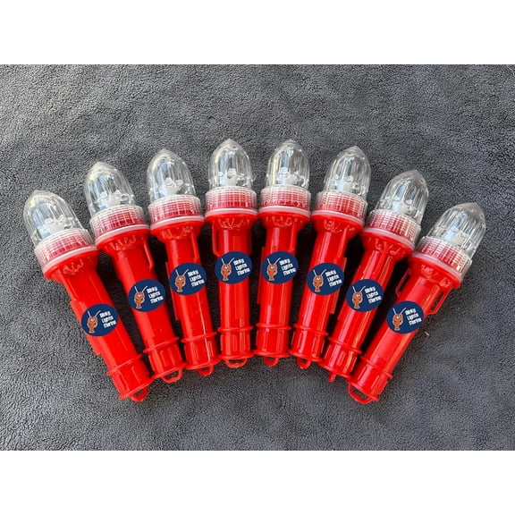 Blinky Lights Marine Fishing Strobe for Lobster/Crab Hoop Net Red LED Flashing, Pack of 8, Model Original, Glow Stick Replacement