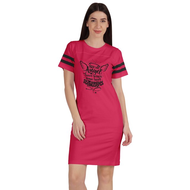 Inkmeso Not All Angel Have Wings Some Have Stethoscopes Tunic Round Neck Dress