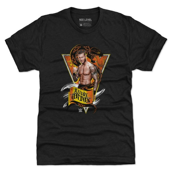 Men's 500 Level Heather Black Randy Orton Snake Flag Tri-Blend T-Shirt