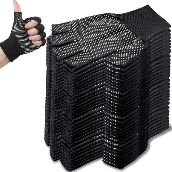 24 Pairs Fingerless Work Gloves Bulk - Half-Finger Gloves - Lightweight Thin Glove for Driving Cycling Working