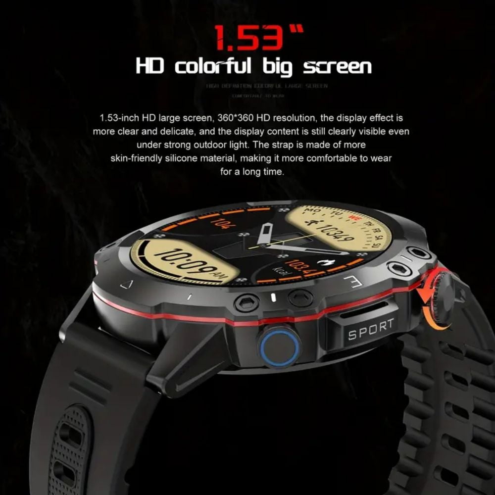 Smart Watch for Men Women, 1.53" Rugged Fitness Tracker for Android iPhone (Answer/Make Call), Black