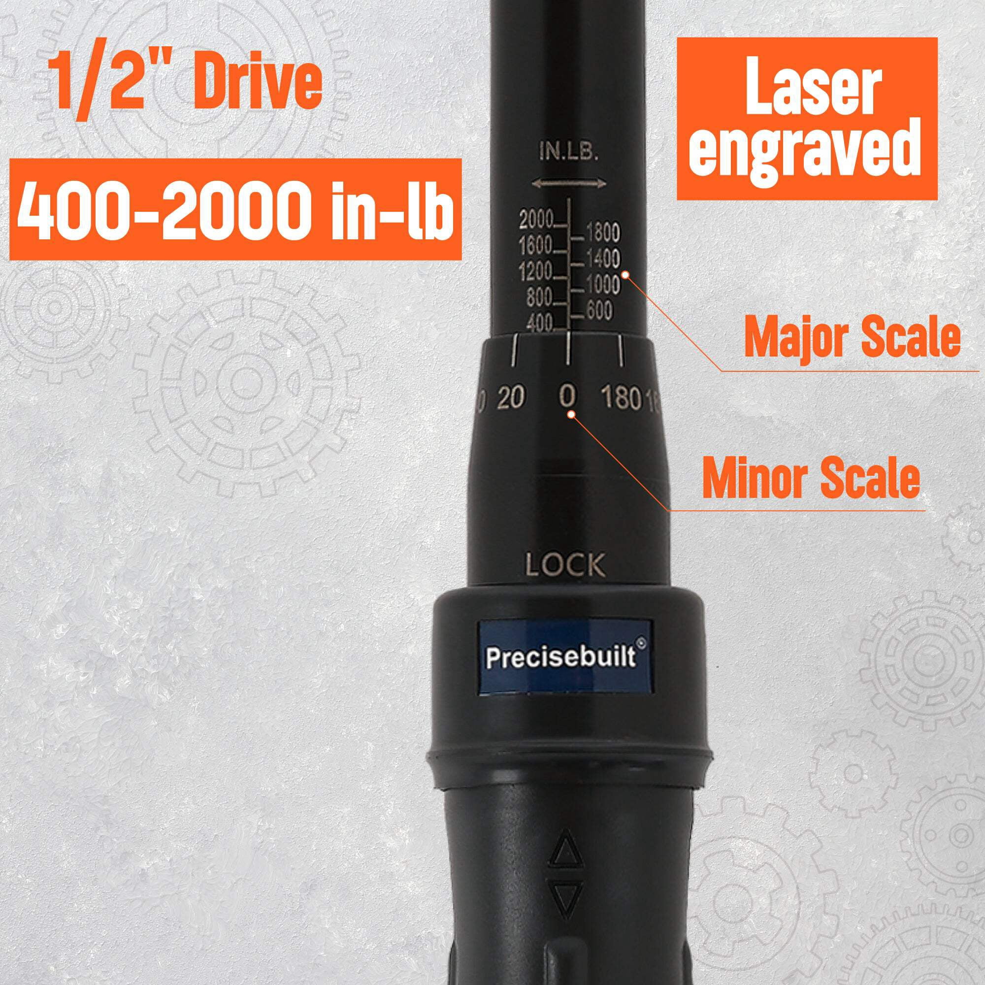Precisebuilt 1/2" Drive 400-2000 in-lb Click Tech Torque Wrench