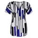 thumbnail image 3 of Qarigey Camiseta de mujer con cuello en V y rayas en la parte de manga corta con cremallera blusa delgada Prendas para la parte del cuerpo Azul 3XL, 3 of 4