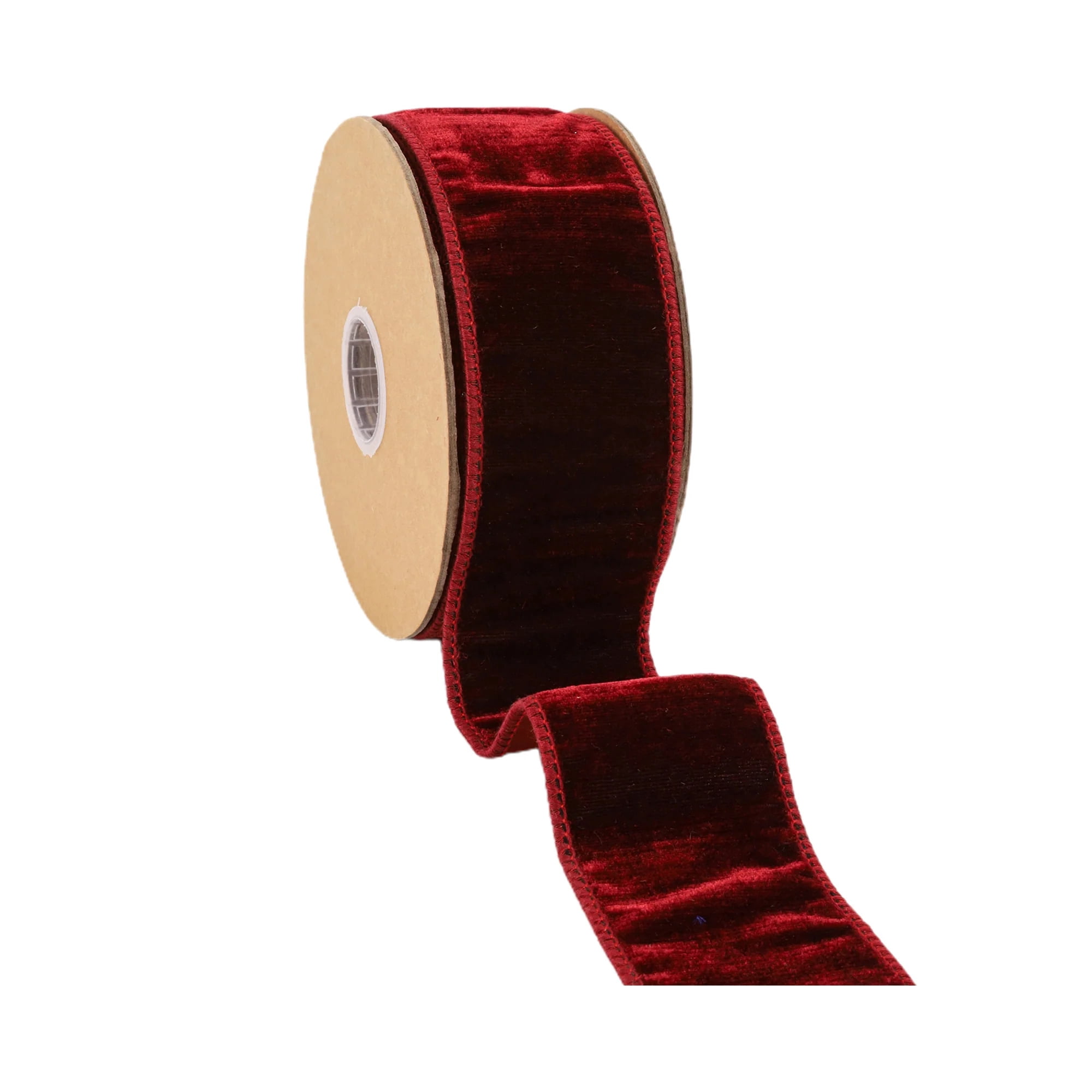 LaRibbons 2 1/2" Wired Premium Velvet Ribbon w/ Tissue Back | Burgundy| 10 Yard Roll