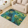 thumbnail image 2 of Peacock Feather Area Rugs for Bedroom Living Room - 4x6 ft - Peacock Carpet for Home Decor - Feather Patterned Decorative Indoor Large Rug - Washable & Soft & Non Slip & Low Pile (ZF&7384), 2 of 7
