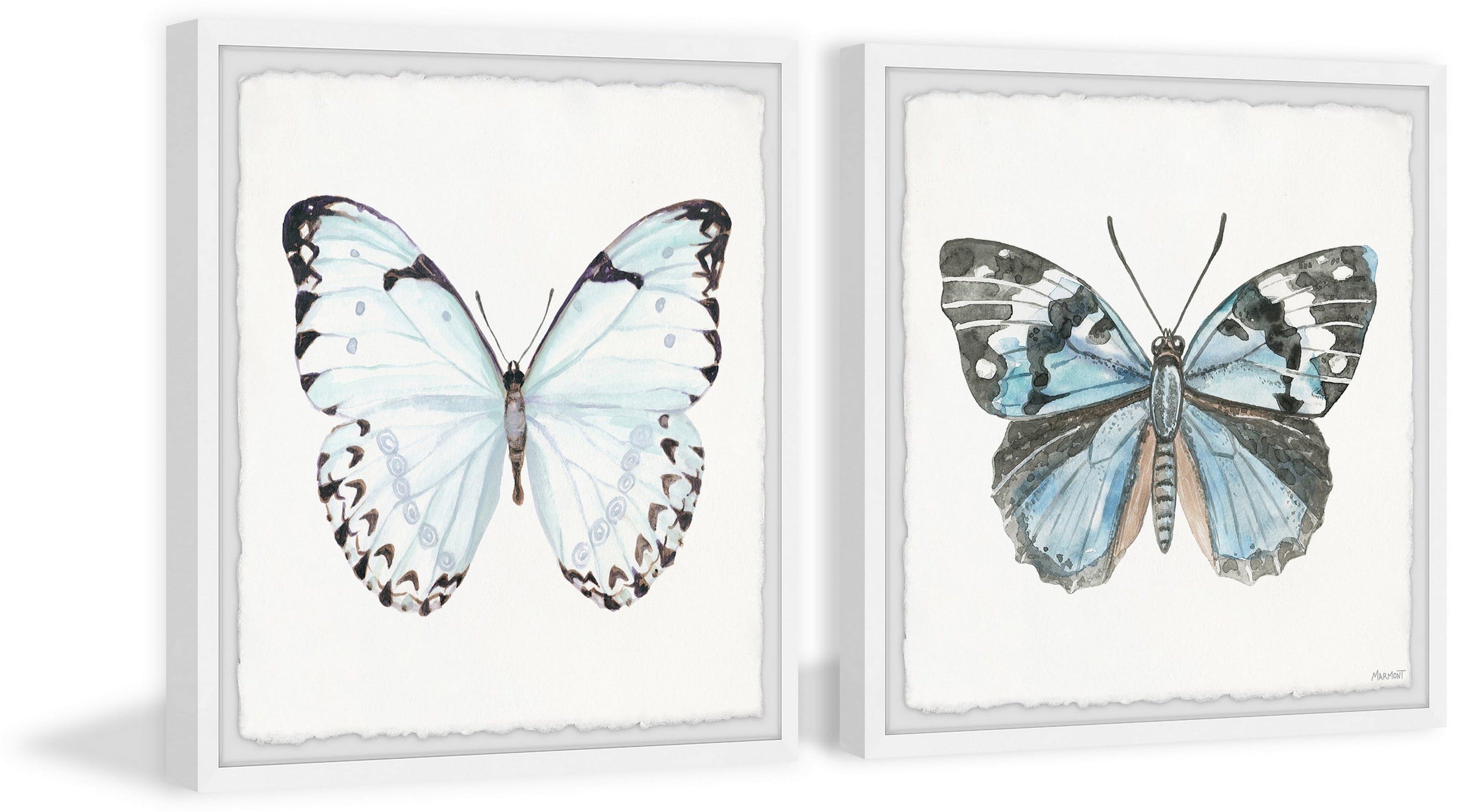 Marmont Hill Lovely Blue Butterflies Diptych, 18" x 36"