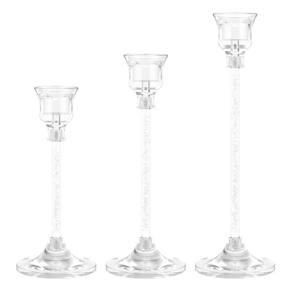 Sutowe 3 Pcs Clear Candlestick Holders Acrylic Candle Holder Set Decorative Tall Candlestick Holders for Table Centerpiece Wedding Home Decor