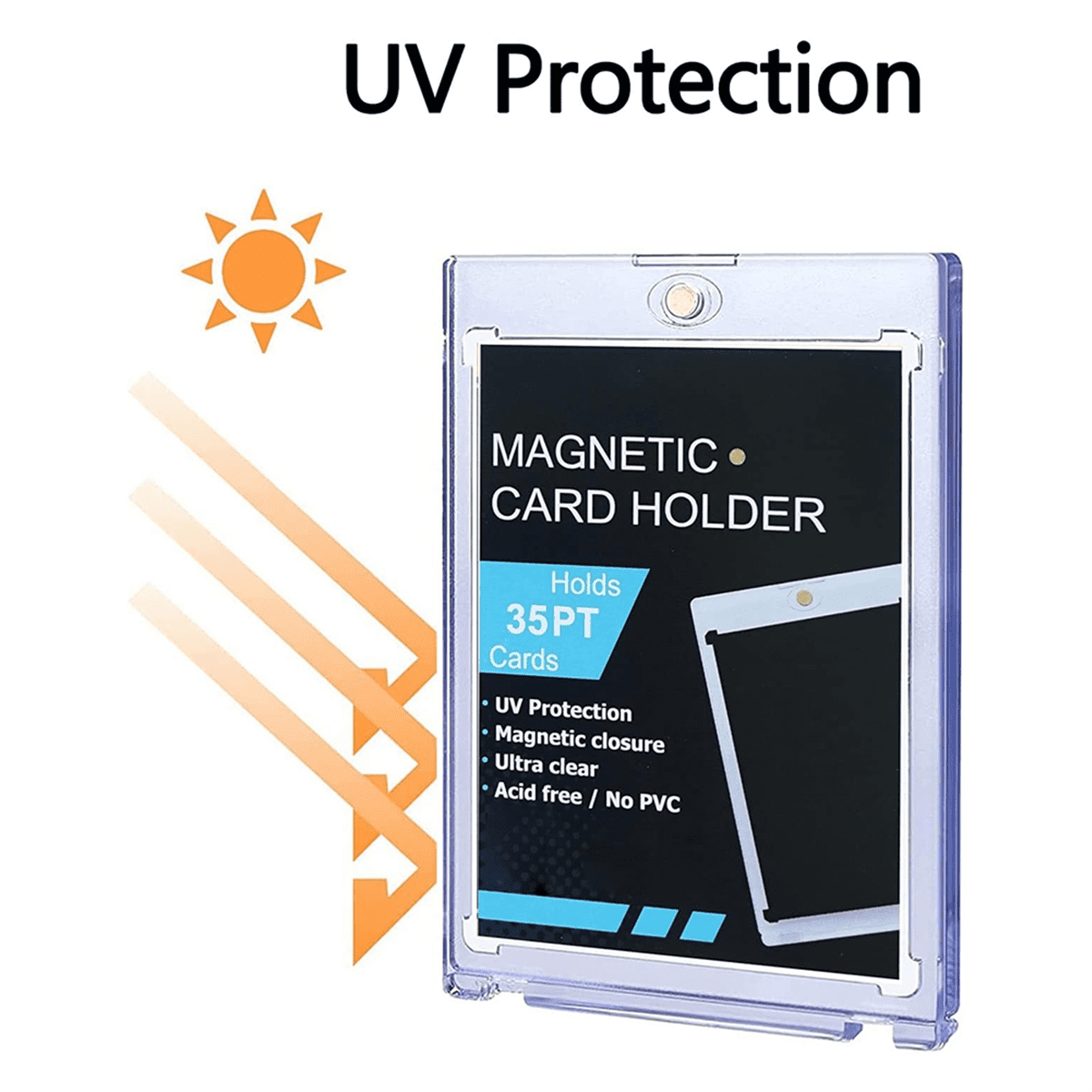 25pc Magnetic Card Holder 35pt,Card Case Holder Card Protectors Hard Plastic,Card Sleeves Display Case for Baseball Card