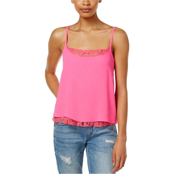 Camiseta de Tirantes Rachel Roy para mujer con ribete de encaje rosa XS