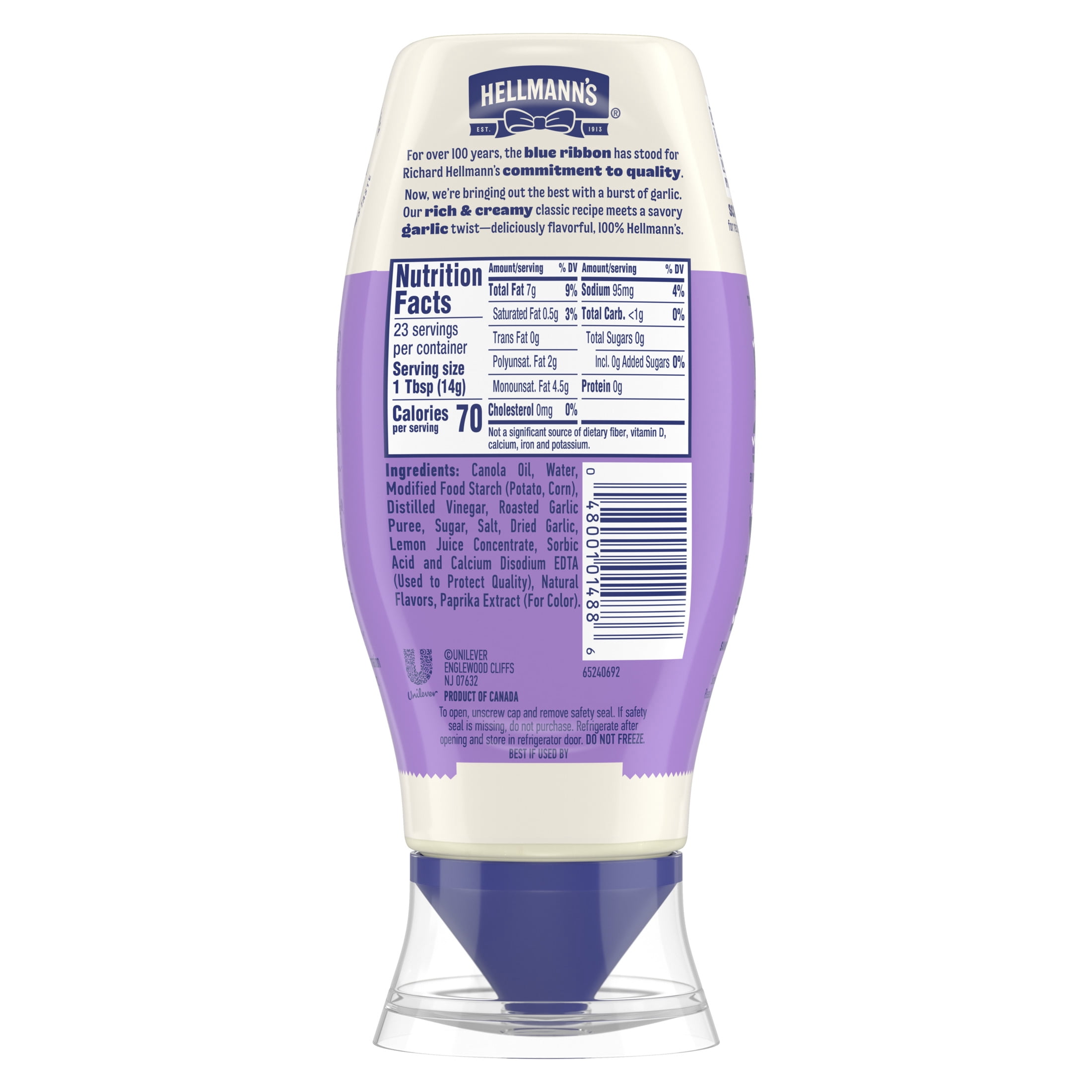 (2 pack) Hellmann's Garlic Aioli Dip & Spread Condiments Dipping Sauce, Shelf-Stable, 11.5 fl oz Squeeze Bottle