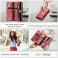 thumbnail image 6 of Feishell Durable 2-In-1 Magnetic Detachable Wallet Case for Samsung Galaxy S21 FE,for Women Men,Premium PU Leather Zipper Pocket Flip Multi Card Slots Purse Phone Case with Wrist Strap,Red, 6 of 10