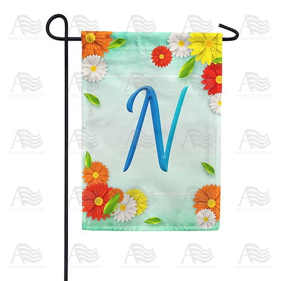 America Forever Summer Floral Monogram Garden Flag Letter N 12.5 x 18 inches Cosmos Yellow Red White Spring Flower Double Sided Vertical Outdoor Yard Lawn Decorative Seasonal Summertime Garden Flag