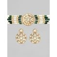 thumbnail image 3 of Rubans Exquisite 22K Gold Plated Kundan Choker Set, Embellished with Green and White Beads, Perfect for Traditional Indian Attire, 3 of 4