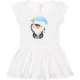 thumbnail image 3 of Inktastic Cute Christmas Penguin in Blue Hat Girls Baby Dress, 3 of 5