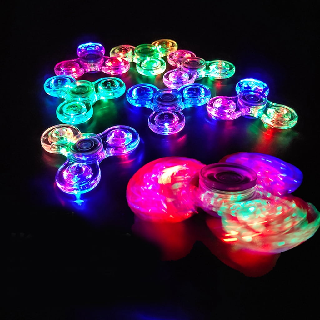 Transparent Crystal Spinning top,YOUAI Transparent LED Light Fidget Spinner Hand Top Spinner EDC Spiner Kids Adult Toy-Transparent 