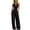 Black, variant on Women's Sleeveless Jumpsuit, Turndown Collar V-Neck With Pockets, Fashion One-Piece Pants For Office & Casual Outings Black L