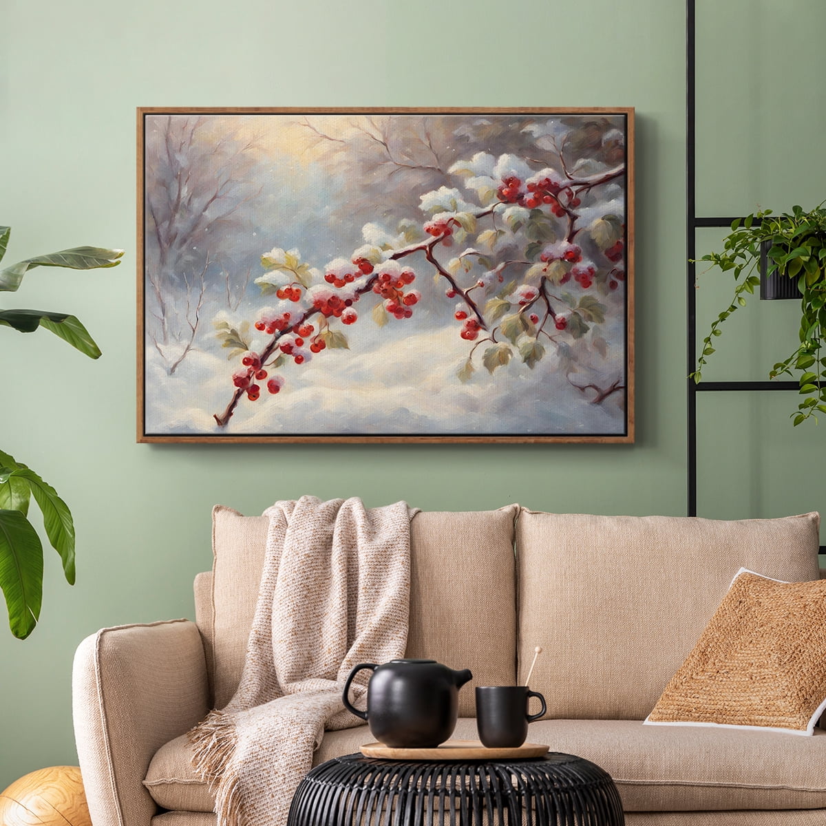 Vintage Landscape-CXCIX By Wexford Home Framed in Walnut Wood Gallery Wrapped Canvas 25 in. x 37 in.