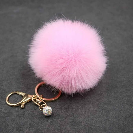 Picture Key - Fashion 8CM Fluffy Pure Color Pompom Ball Handbag Car Pendant Key Chain Keyring
