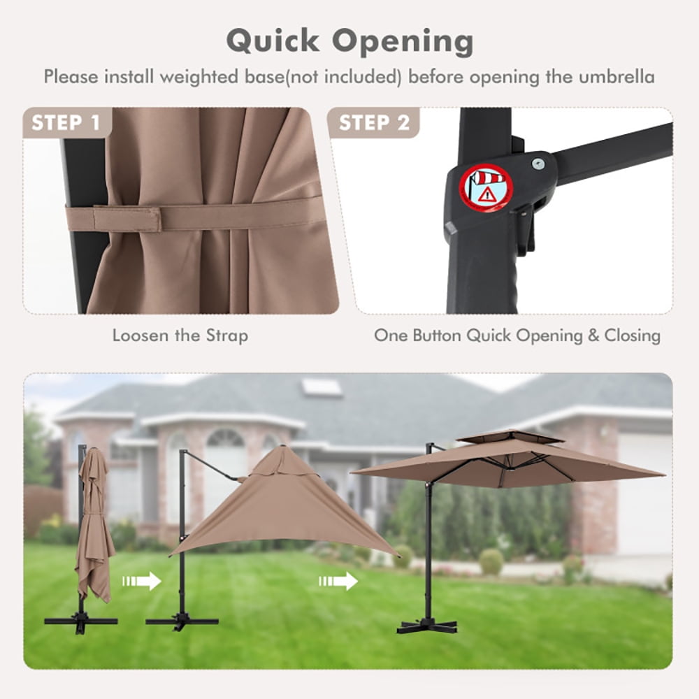 Aimee Lii 9.5 Feet Cantilever Patio Umbrella with 360° Rotation and Double Top, Table Umbrella Outdoor for Patio Pool Beach, Coffee Aimee Lii 9.5 Feet Cantilever Patio Umbrella with 360° Rotation and Double Top, Table Umbrella Outdoor for Patio Pool Beach, Coffee