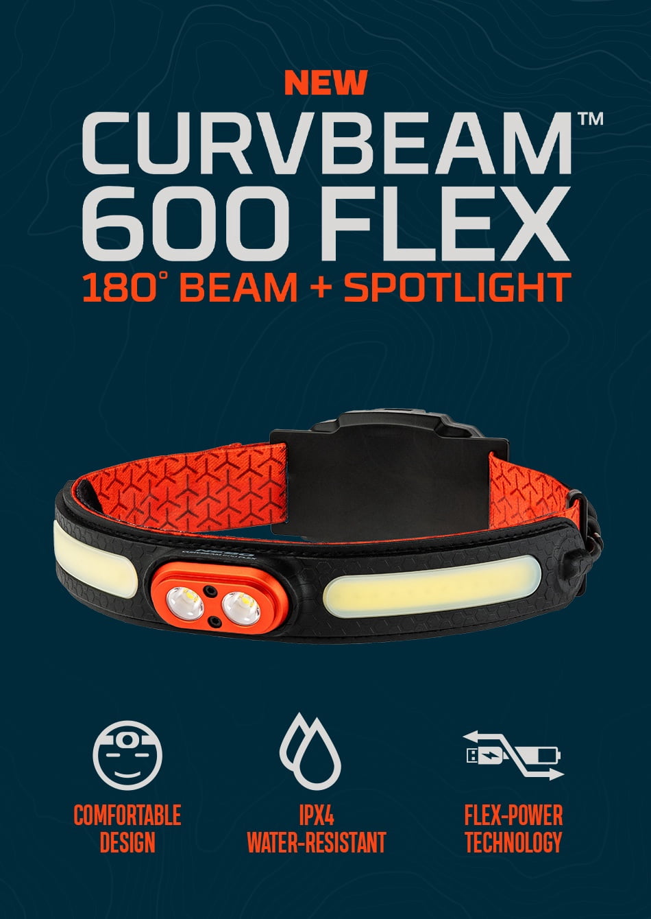 NEBO CurvBeam 600 Lumen LED FLEX (Rechargeable or AAA Battery) Headlamp