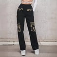 thumbnail image 3 of Pantalones de mujer, moda de calle, monos, bolsillos, costuras de camuflaje, pantalones de calle sueltos y rectos, 3 of 6