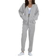 thumbnail image 2 of HKYNLAG Women 2 Piece Sweatsuits Sets Cozy Oversized Zip Up Hoodie Jogger Sweatpants Set Lounge Matching Sweat Sets Gray XL, 2 of 6