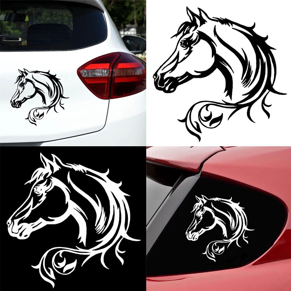 Horse Head Car SUV Vehicle Body Window Reflective Decals Sticker Decor Trendy
