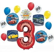 Disney Cars Party Supplies Lightning McQueen 3rd Birthday Balloon Bouquet Decorations 15 pieces