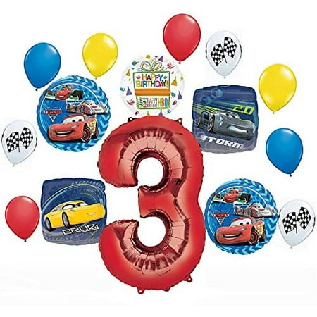 Disney Cars Party Supplies Lightning McQueen 3rd Birthday Balloon Bouquet Decorations 15 pieces