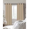thumbnail image 4 of Khaki Solid Color Blackout Curtains for Bedroom Living Room Darkening Curtains 84 Inch Length 2 Panels Set Aesthetics Contemporary Luxury Window Curtain Window Treatment Grommet Drapes 52"x84", 4 of 9