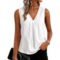 thumbnail image 5 of GZWYHT Women V Neck Tank Tops Summer Sleeveless Tunic Casual Basic Shirts True Classic Tees Cute Trendy Clothes White L, 5 of 6