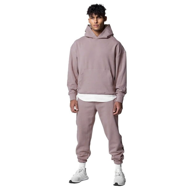 Conjunto de sudaderas deportivas para hombre, trajes de 2 piezas, trajes de chándal con capucha, chaqueta y pantalones deportivos informales (rosa)