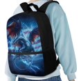 thumbnail image 4 of Yuyamidu Lightning Dragon School Backpack for Kids, American Flag Large Capacity Elementary Student Book Bag with Side Pockets for Daily Use, Travel, Outdoor Activities, 4 of 6
