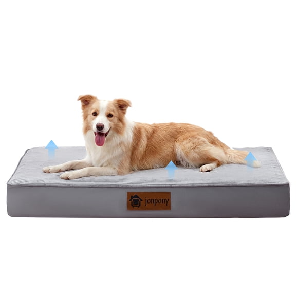 JONPONY 35 Inch Orthopedic Dog Bed for Large Dogs, Removable Washable Cover, Non Slip Bottom Waterproof Liner, Egg Crate Foam Pet Bed Mat for Crates, Gray