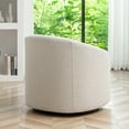thumbnail image 2 of 32" Wide Modern Boucle Swivel Barrel Chair, No Assembly Round Upholstered Swivel Accent Armchair for Living Room, Bedroom, Office (White), 2 of 11