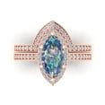 thumbnail image 2 of Clara Pucci 14K Rose Gold 2.4875 Synthetic Blue Moissanite Engraveable Engagement Ring + Wedding Band Set, 2 of 7