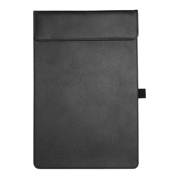 A4 Letter Size PU Leather Clipboard, 9"x12" Business Magnetic Padfolio with Pen Holder Organizer Office Folder Writing Board, Black