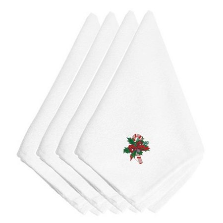 

Christmas Candy Cane & Holly Embroidered Napkins Set of 4