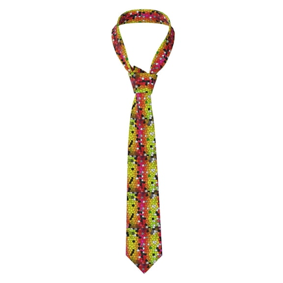 Naloa Colorful Tie Dye Stained Glass 1 Print Solid Color Tie Formal Necktie for Men,Suitable for business, daily life, work